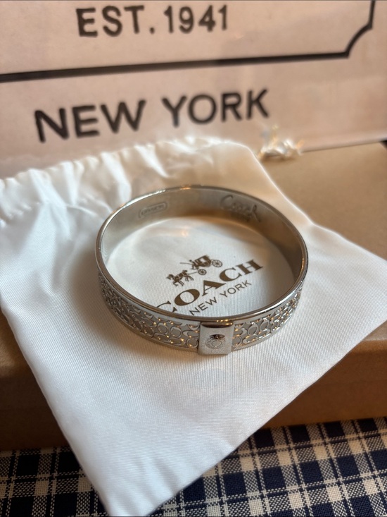 Coach Jewelry - Coach Silver Tone Filigree Logo Bangle Bracelet